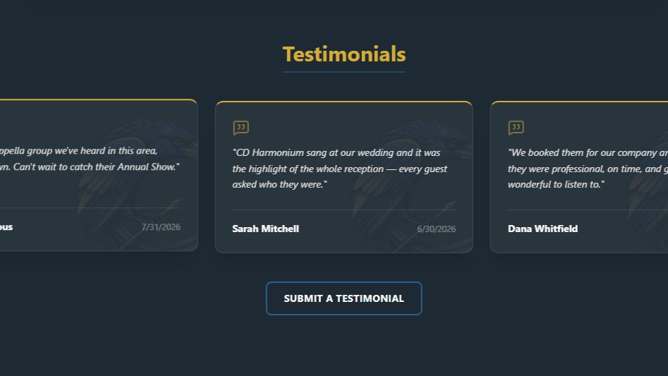 Testimonials screenshot