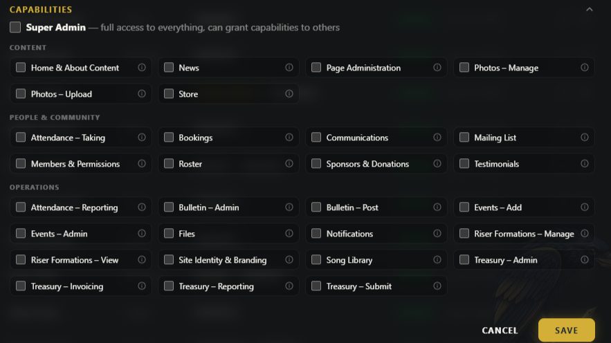 Granular Permissions screenshot